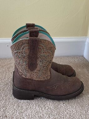 Ariat Womens Fatbaby Heritage Harmony Crackled Leather Leopard Print Size 9.5